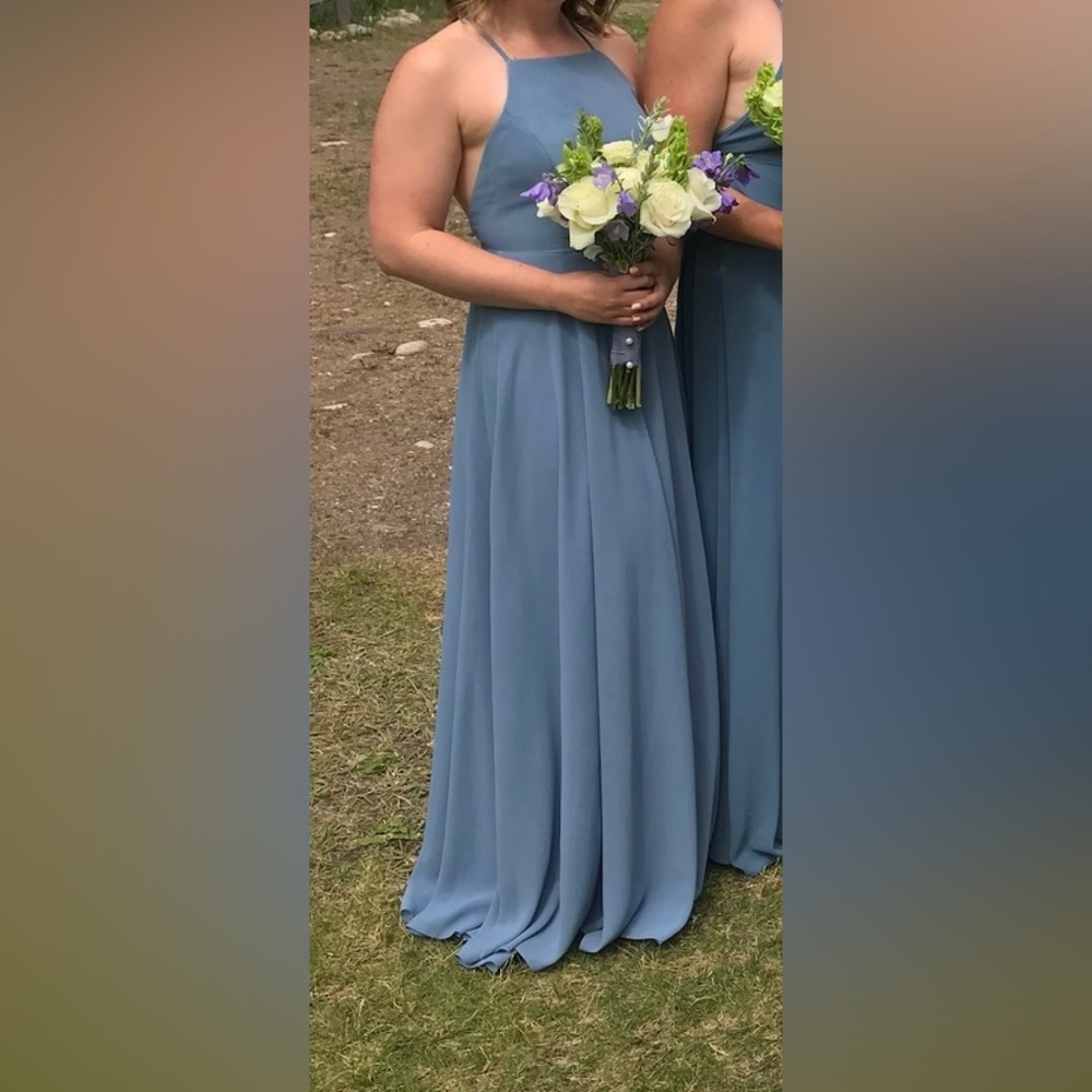 Lulus Mythical Kind of Love Slate Blue Maxi Dress, Small